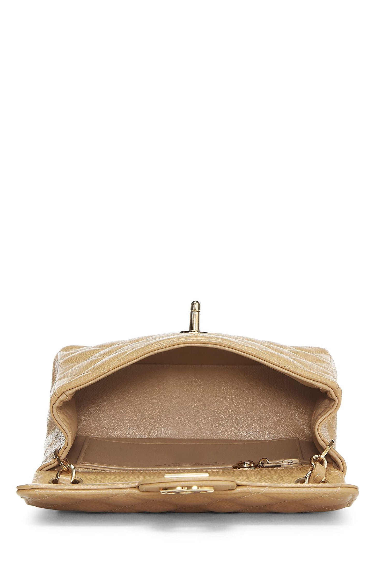 Chanel, Pre-Loved Beige Quilted Caviar Half Flap Mini, Beige