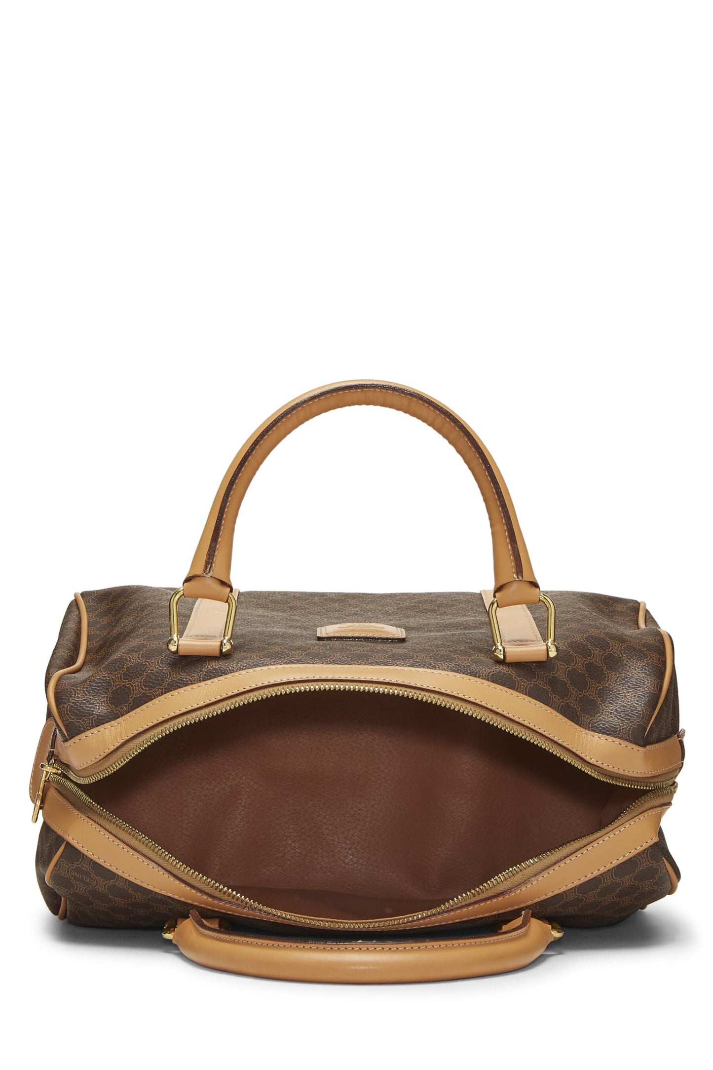 Céline, Pre-Loved Brown Coated Canvas Macadam Handbag, Brown