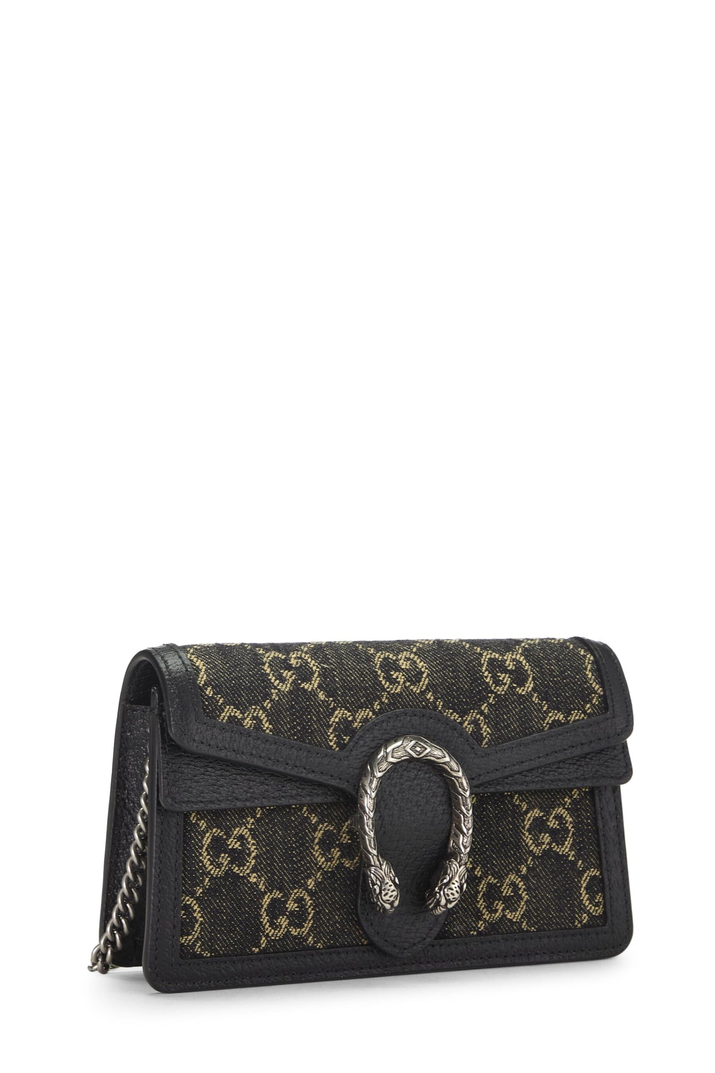 Gucci, Pre-Loved Black Denim Dionysus Shoulder Bag Super Mini, Black