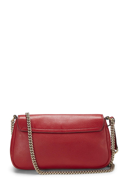 Gucci, Pre-Loved Red Grained Leather Soho Chain Flap Crossbody, Red