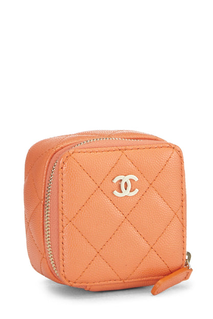 Chanel, Joyero pequeño de caviar naranja Pre-Loved, Naranja