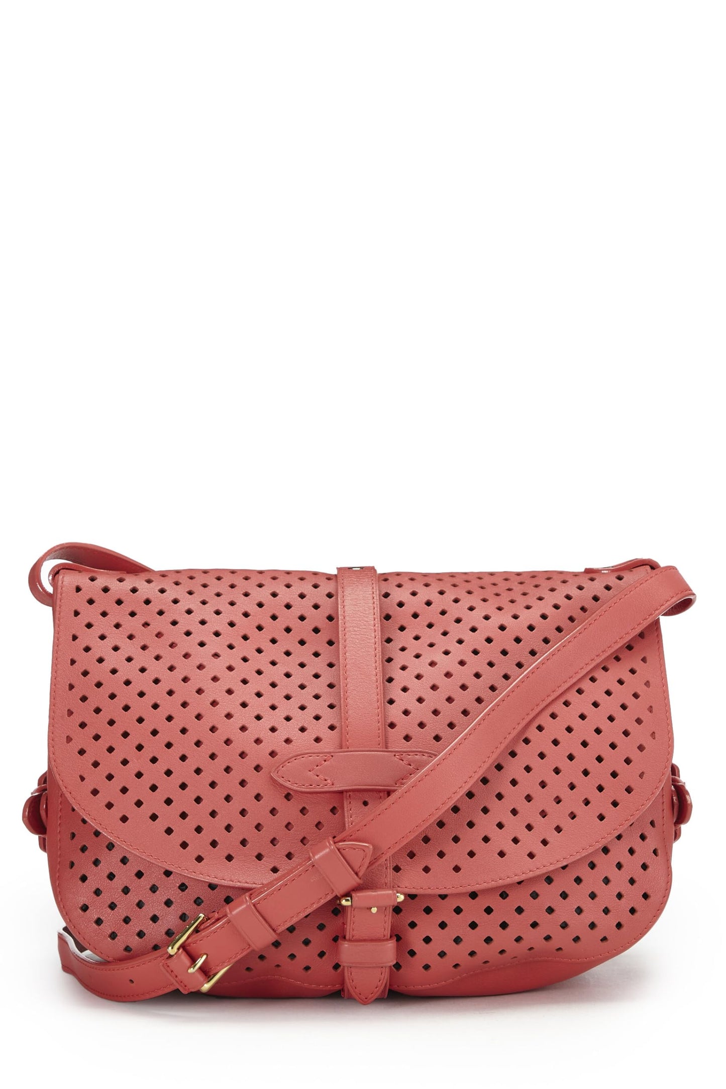 Louis Vuitton, Pre-Loved Pink Perforated Leather Saumur 30, Pink