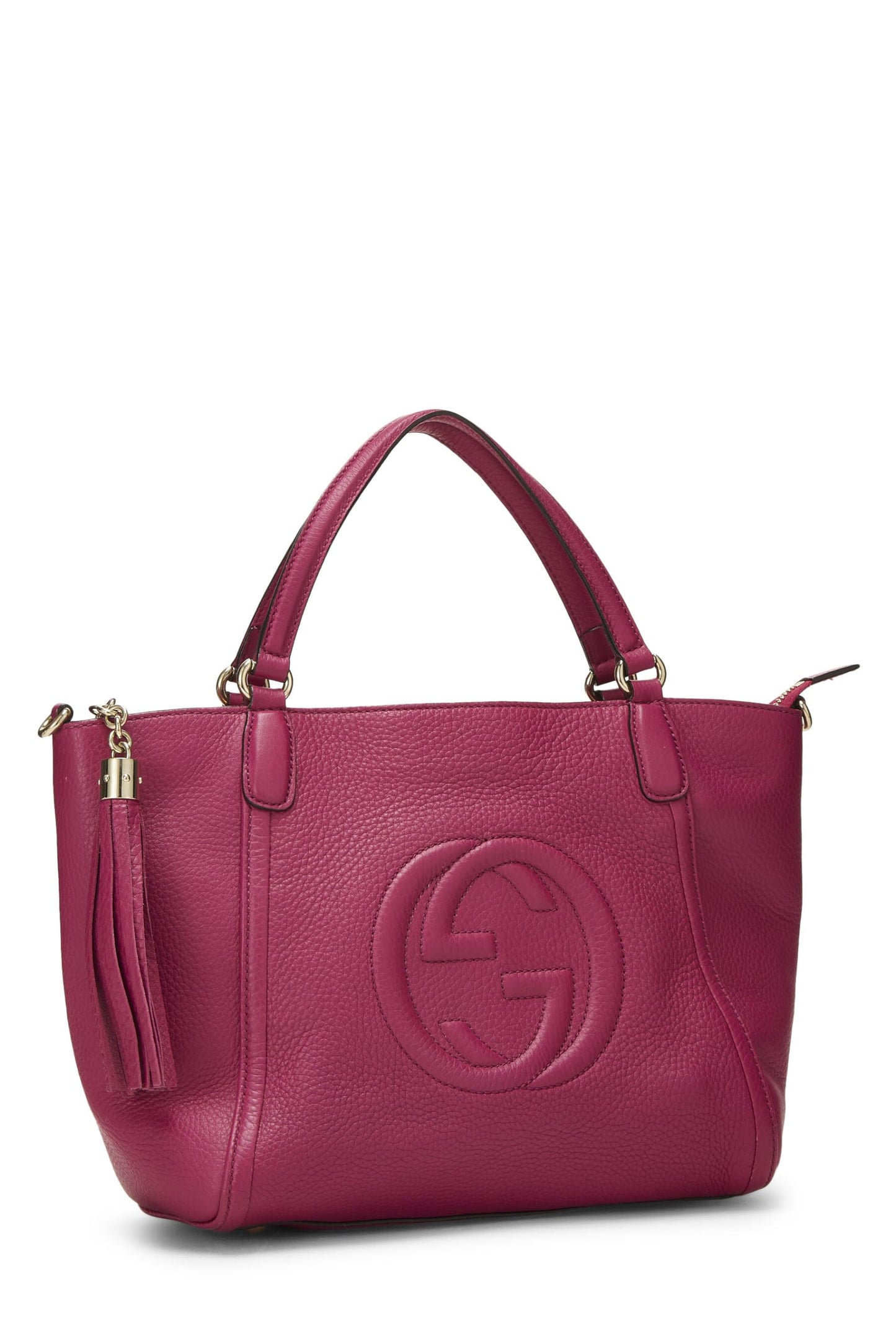 Gucci, sac à main Soho en cuir grainé violet d'occasion, violet