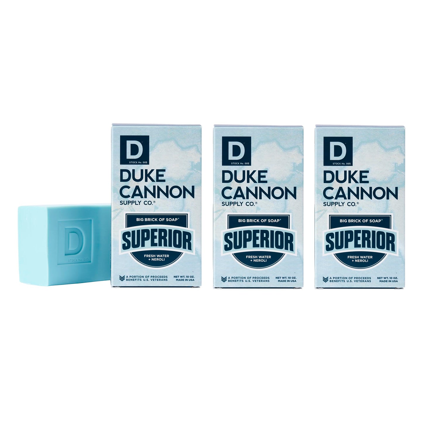 Duke Cannon Supply Co. Big Brick of Soap Superior - Savon en barre extra large pour hommes aux parfums masculins, savon pour le corps, tous types de peau, 10 oz (paquet de 3)