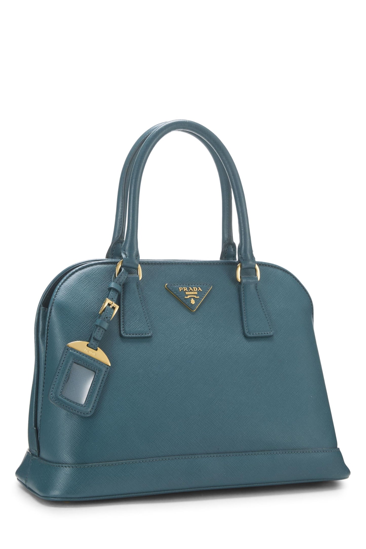 Prada, sac fourre-tout dôme en saffiano vert d'occasion, vert