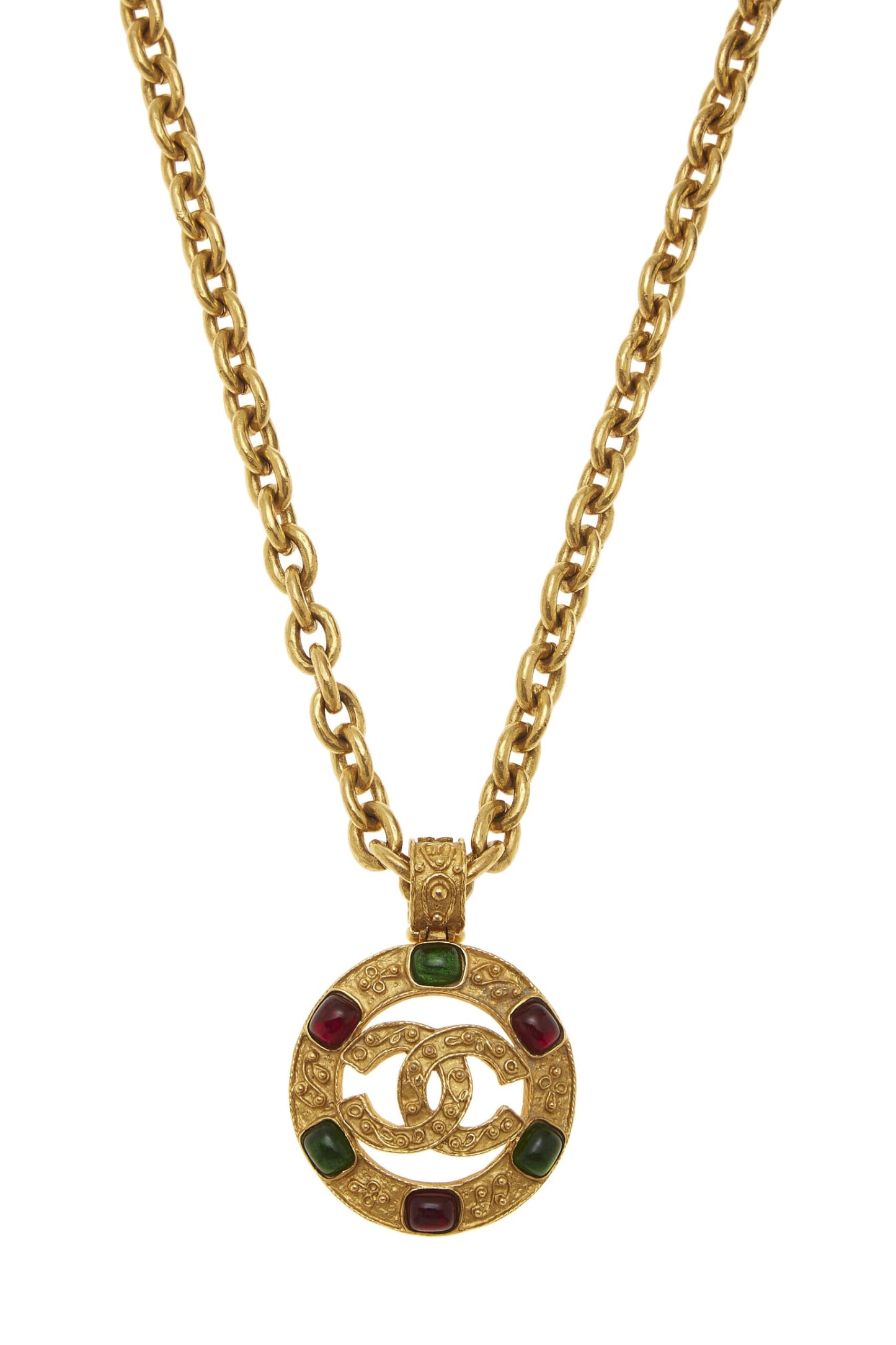 Chanel, collier Gripoix multicolore et filigrane doré d'occasion, or