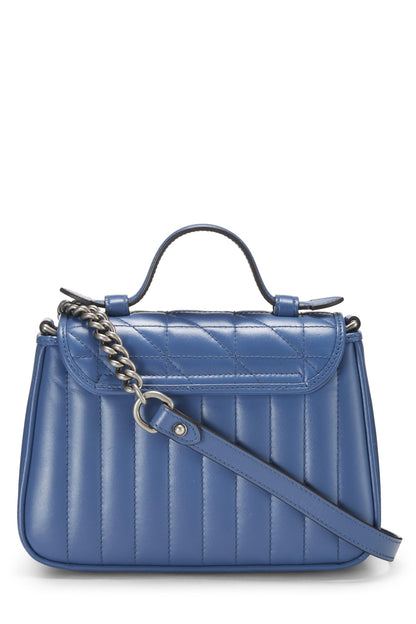 Gucci, Mini sac à main en cuir bleu GG Marmont d'occasion, bleu