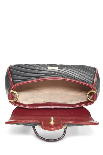 Gucci, Mini sac à main en cuir noir GG Marmont Torchon, d'occasion, multicolore