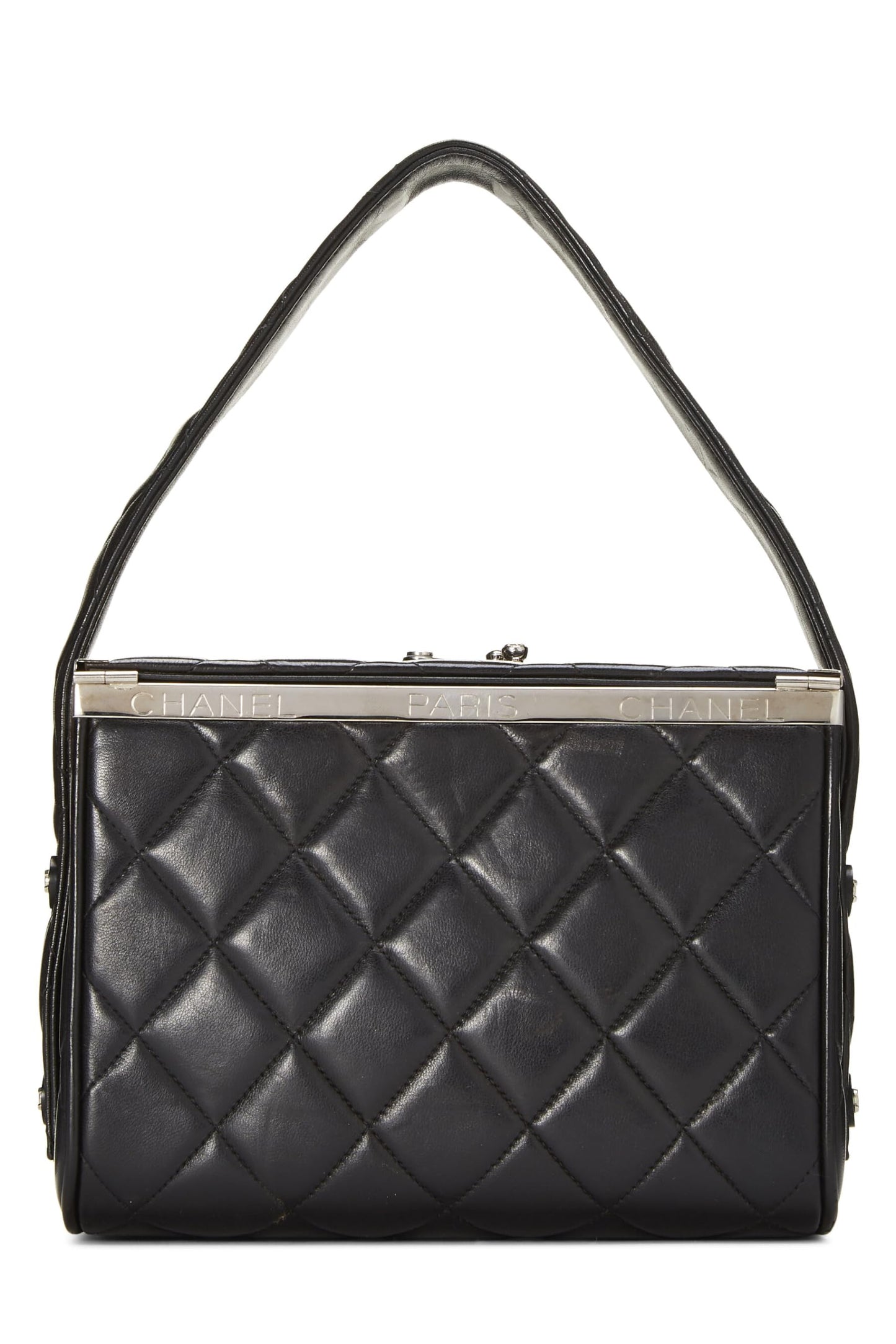 Chanel, Bolso tipo caja de piel de cordero acolchado negro Pre-Loved, Negro