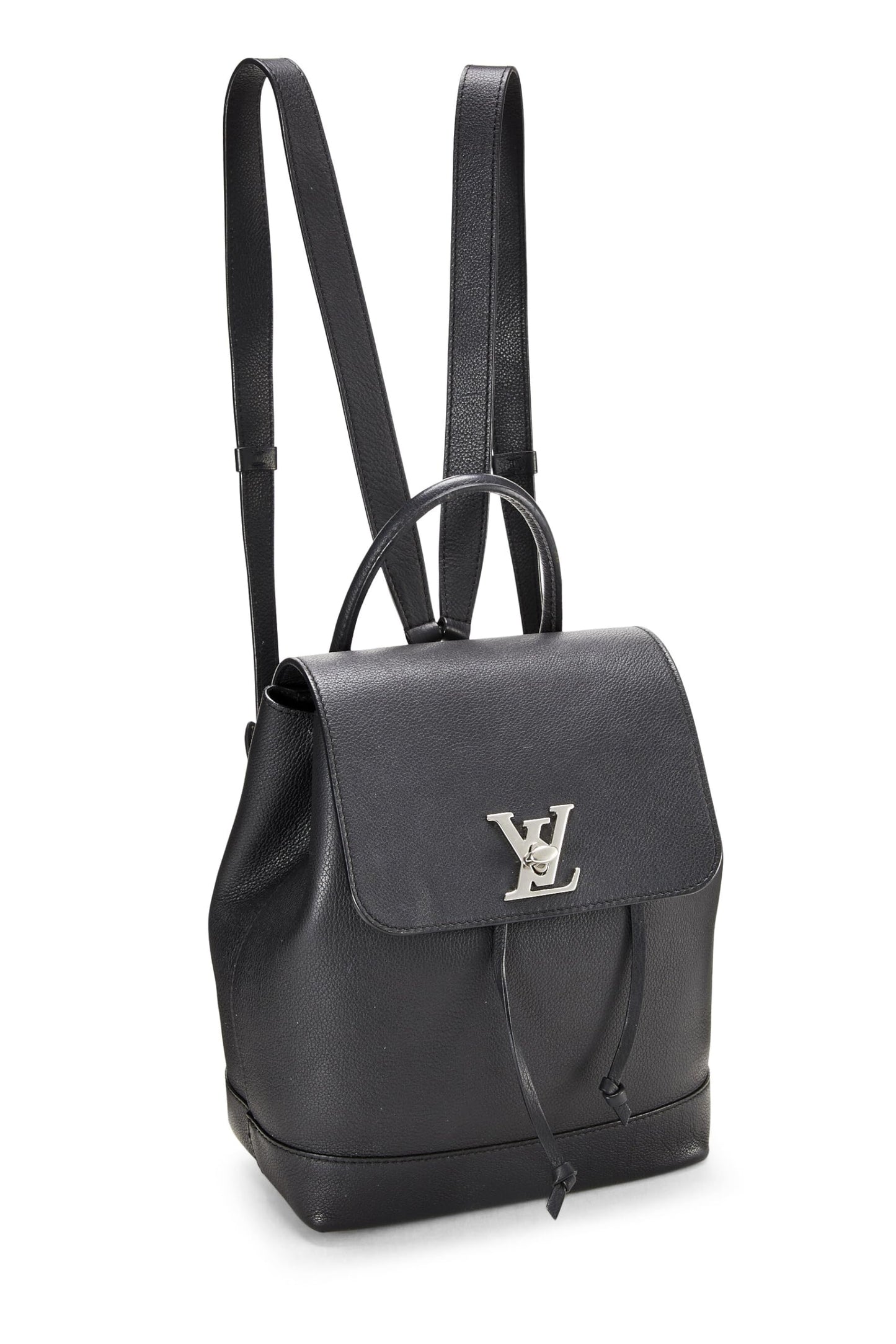 Louis Vuitton, Mochila Lock Me de cuero negro Pre-Loved, Negro