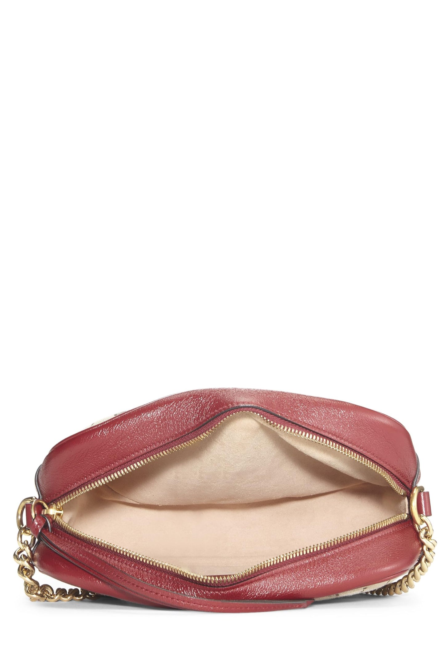 Gucci, bolso bandolera Marmont de lona GG original en color rojo, pequeño, usado, rojo