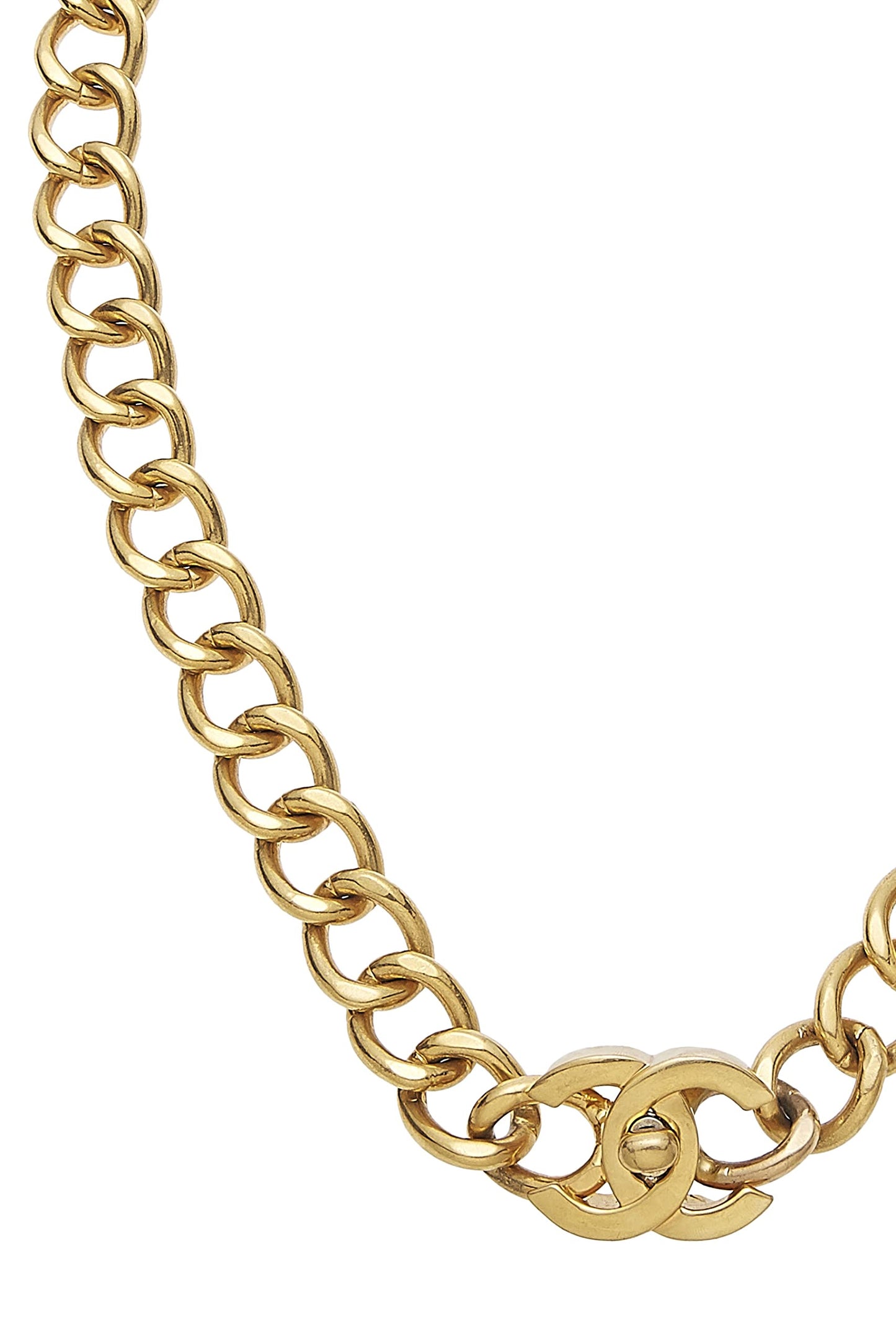 Chanel, Collar con cierre giratorio 'CC' de oro Pre-Loved grande, dorado