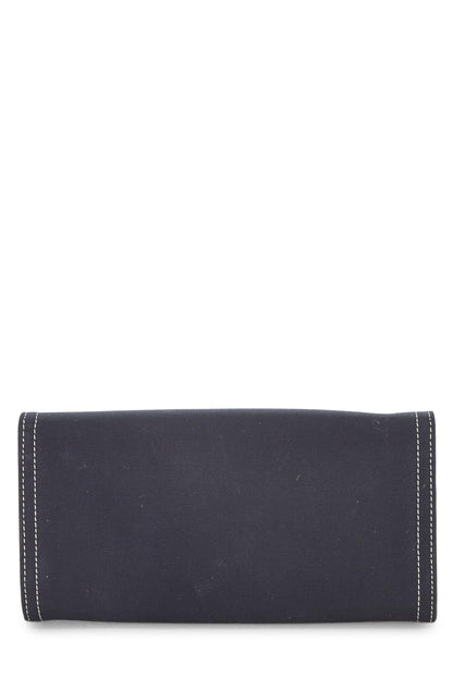 Fendi, Pre-Loved Navy Canvas Long Wallet, Navy