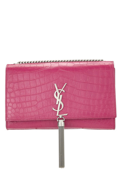 Yves Saint Laurent, Pre-Loved Pink Embossed Kate Tassel Medium, Pink