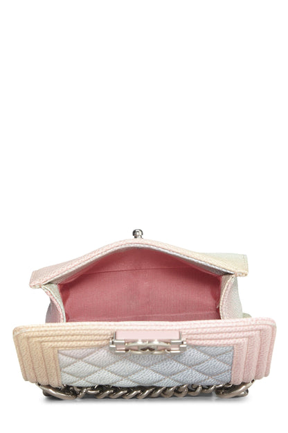 Chanel, Mini sac garçon matelassé Rainbow Caviar d'occasion, multicolore