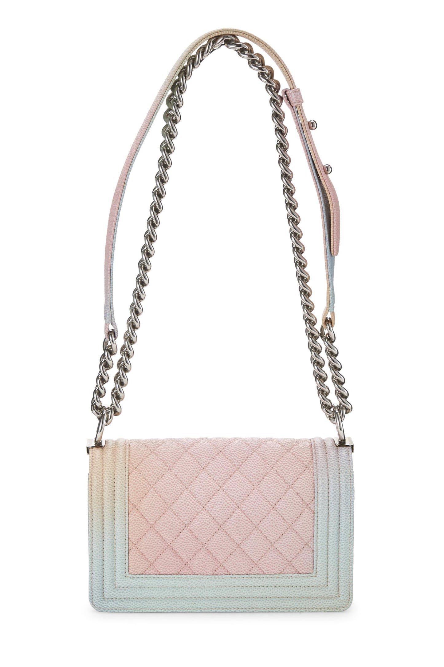 Chanel, Pre-Loved Rainbow Quilted Caviar Boy Bag Small, Pink