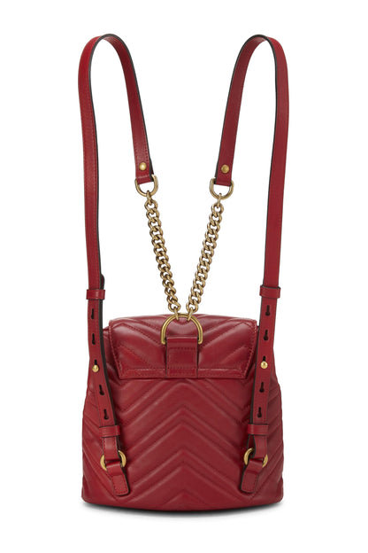 Gucci, sac à dos Marmont GG en cuir rouge d'occasion, petit modèle, rouge