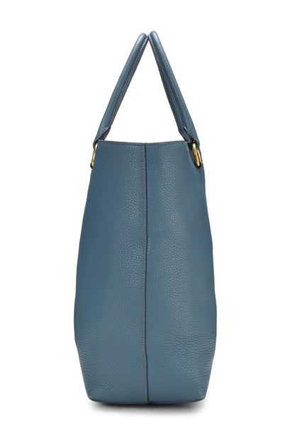 Prada, Pre-Loved Blue Vitello Daino Convertible Tote Medium, Blue