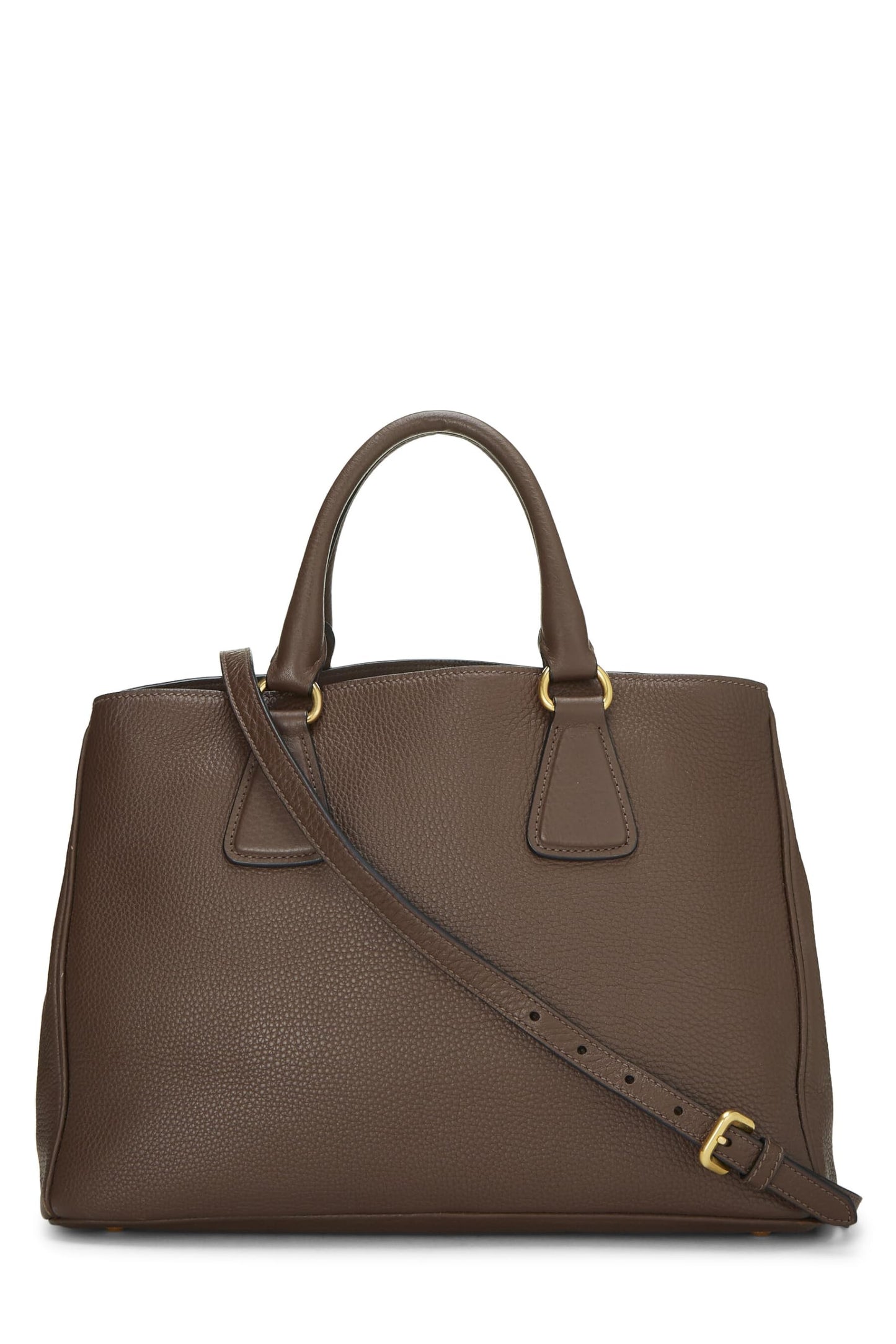 Prada, Pre-Loved Brown Vitello Daino Convertible Top Handle Tote, Brown