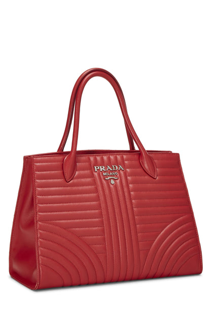 Prada, Bolso tote Diagramme de piel de becerro rojo Pre-Loved, Rojo