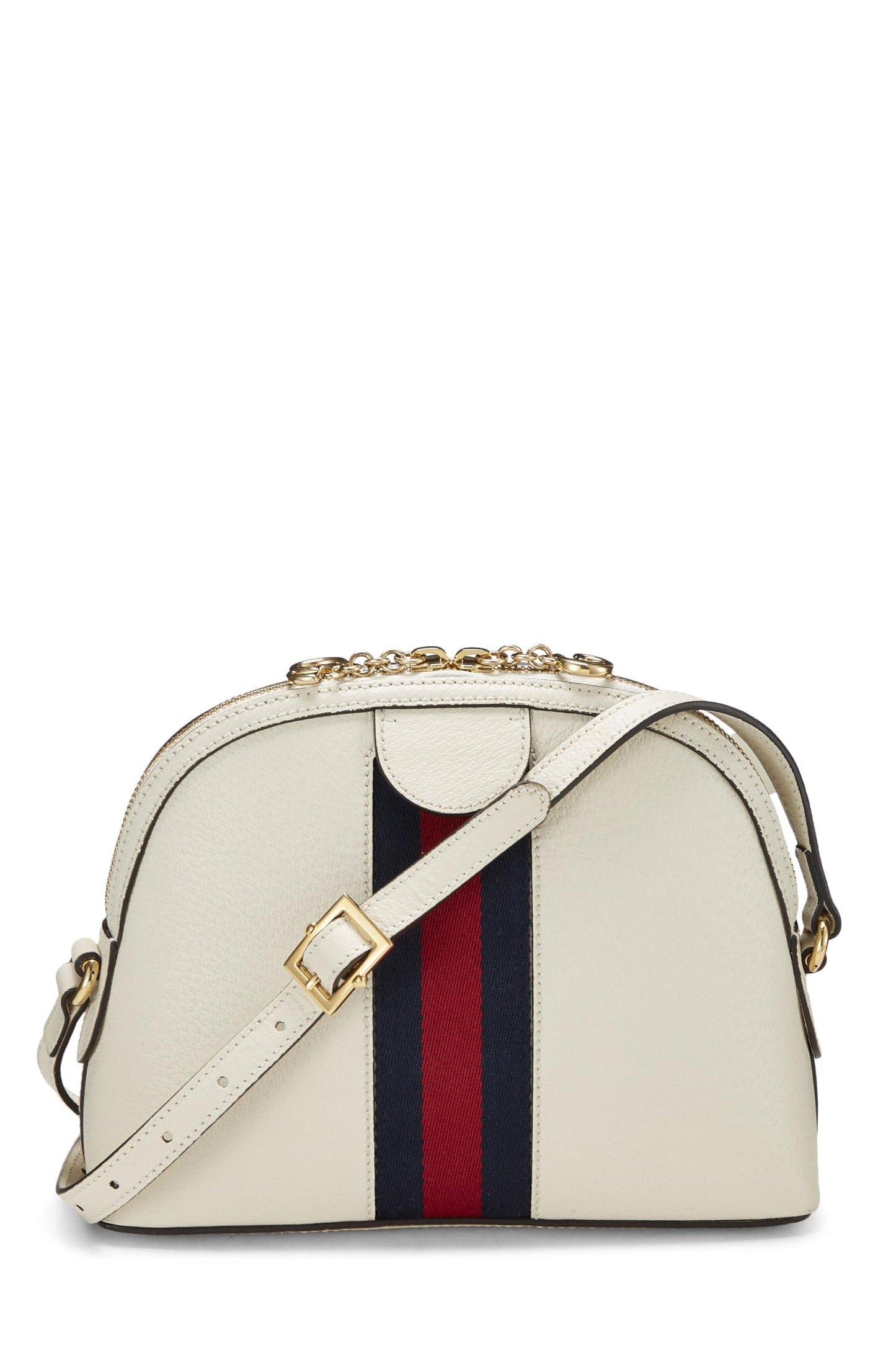 Gucci, Pre-Loved White Leather Ophidia Dome Shoulder Bag, White