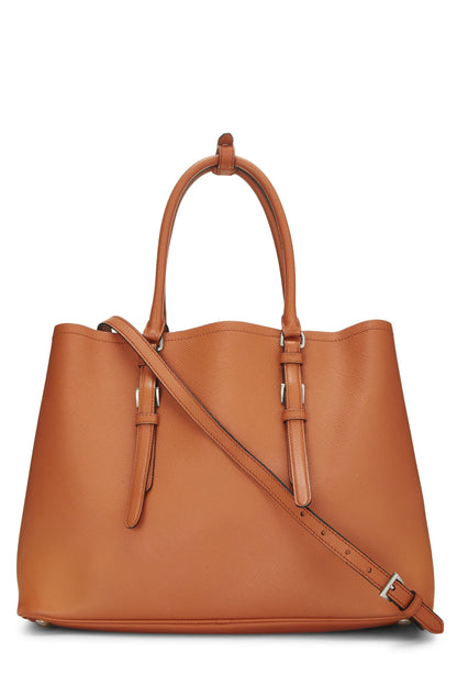 Prada, Pre-Loved Orange Saffiano Double Cuir Tote, Orange