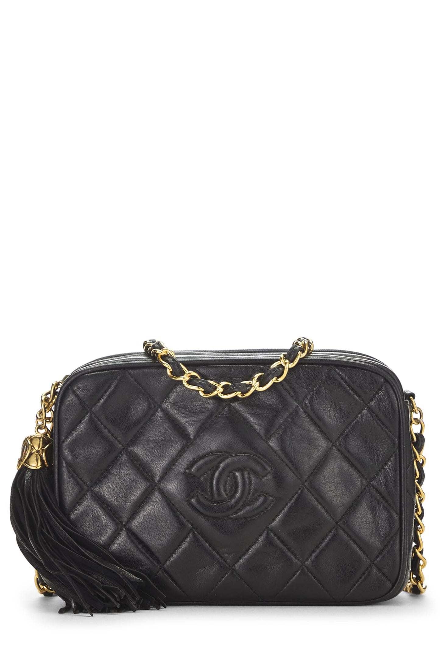 Chanel, Mini bolso para cámara 'CC' de piel de cordero negra Pre-Loved, Negro