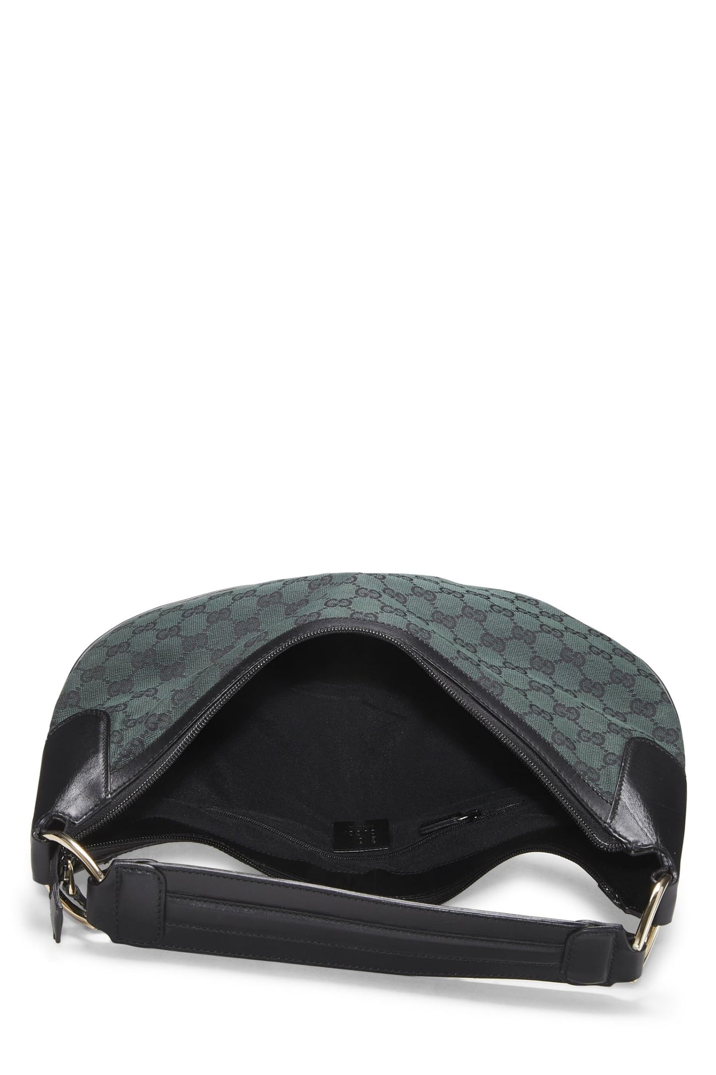 Gucci, sac hobo demi-lune en toile GG verte d'occasion, vert