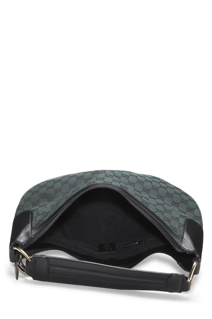 Gucci, sac hobo demi-lune en toile GG verte d'occasion, vert