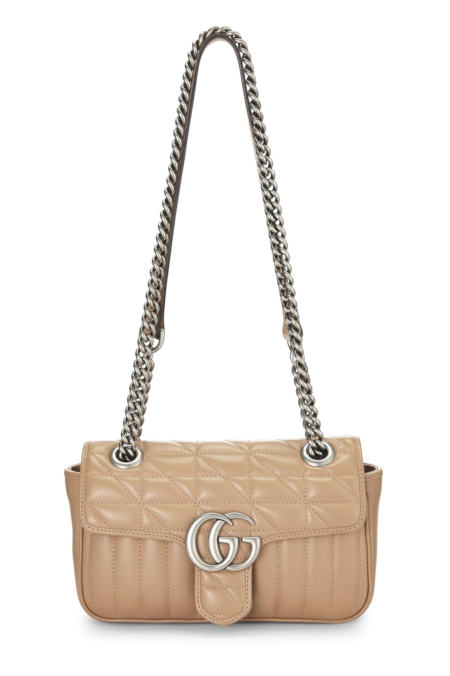 Gucci, Pre-Loved Beige Leather GG Marmont Shoulder Bag, Beige