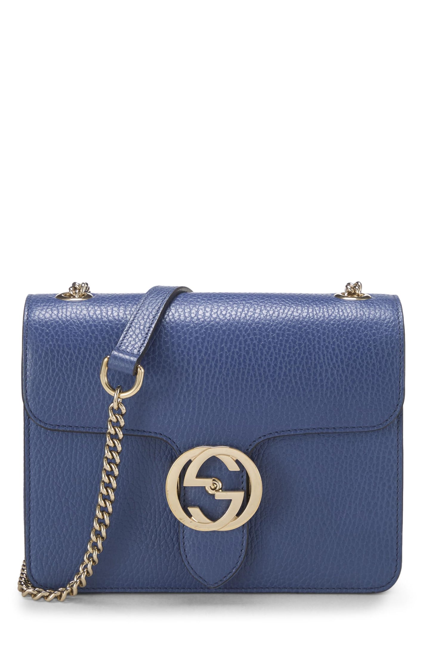 Gucci, petit sac à bandoulière en cuir bleu d'occasion, bleu