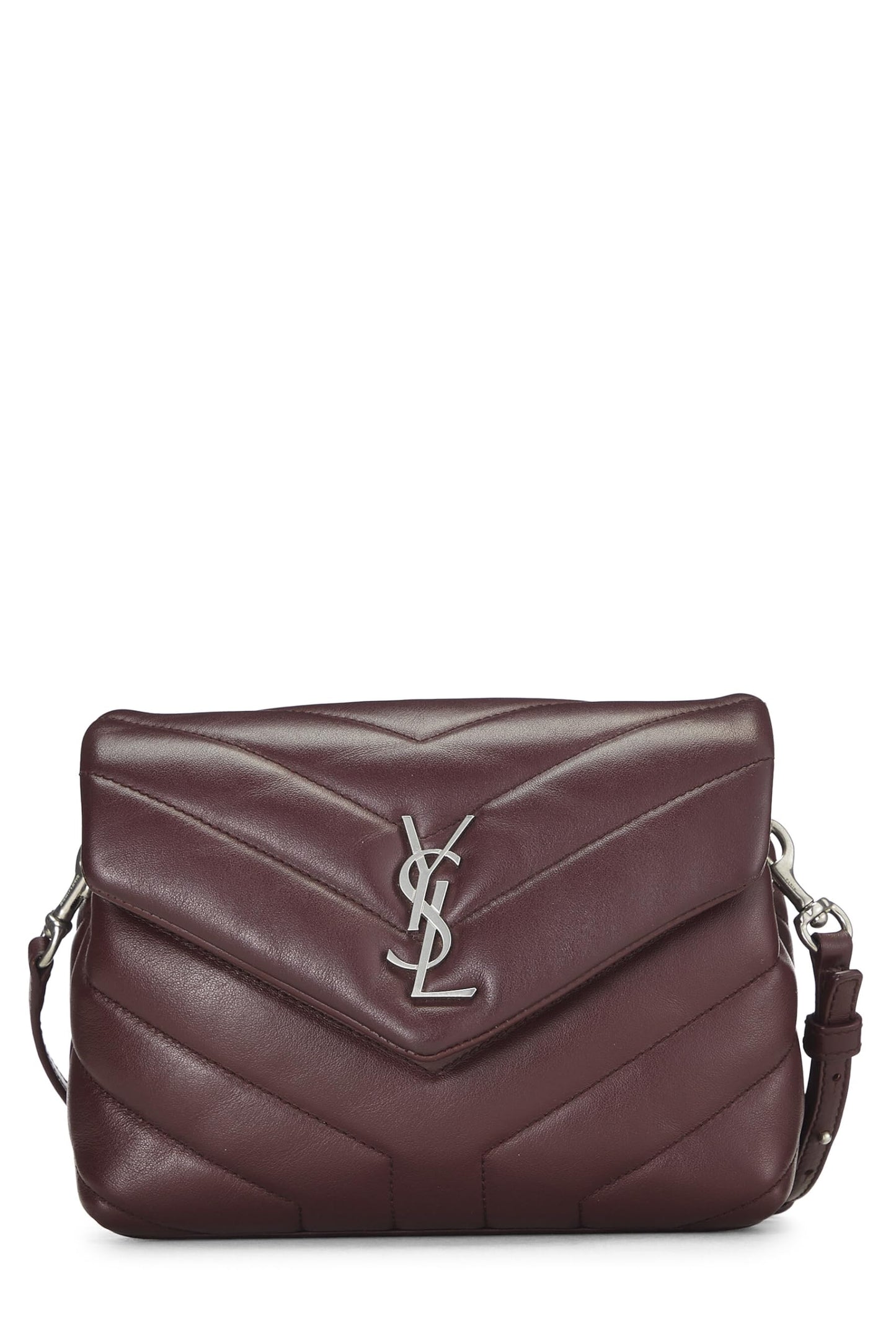 Yves Saint Laurent, Pre-Loved Burgundy Calfskin Monogram Loulou Toy, Burgundy