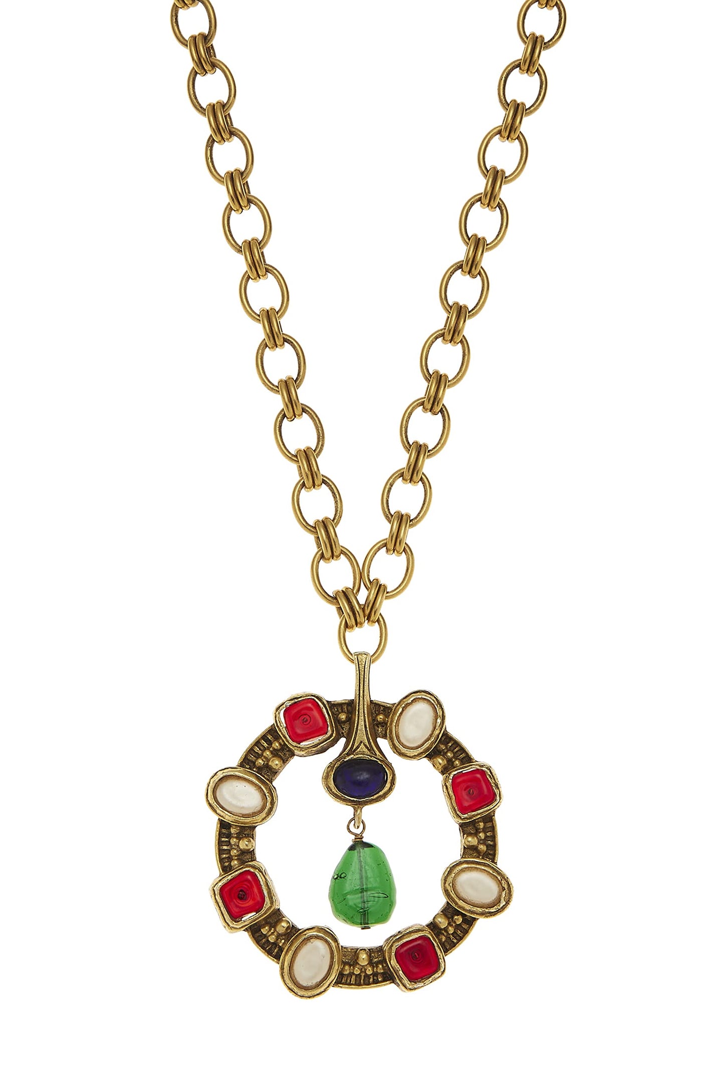 Chanel, Pre-Loved Gold & Multi Gripoix Pendant Necklace, Multi