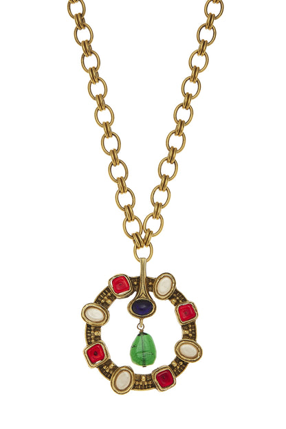 Chanel, Pre-Loved Gold & Multi Gripoix Pendant Necklace, Multi