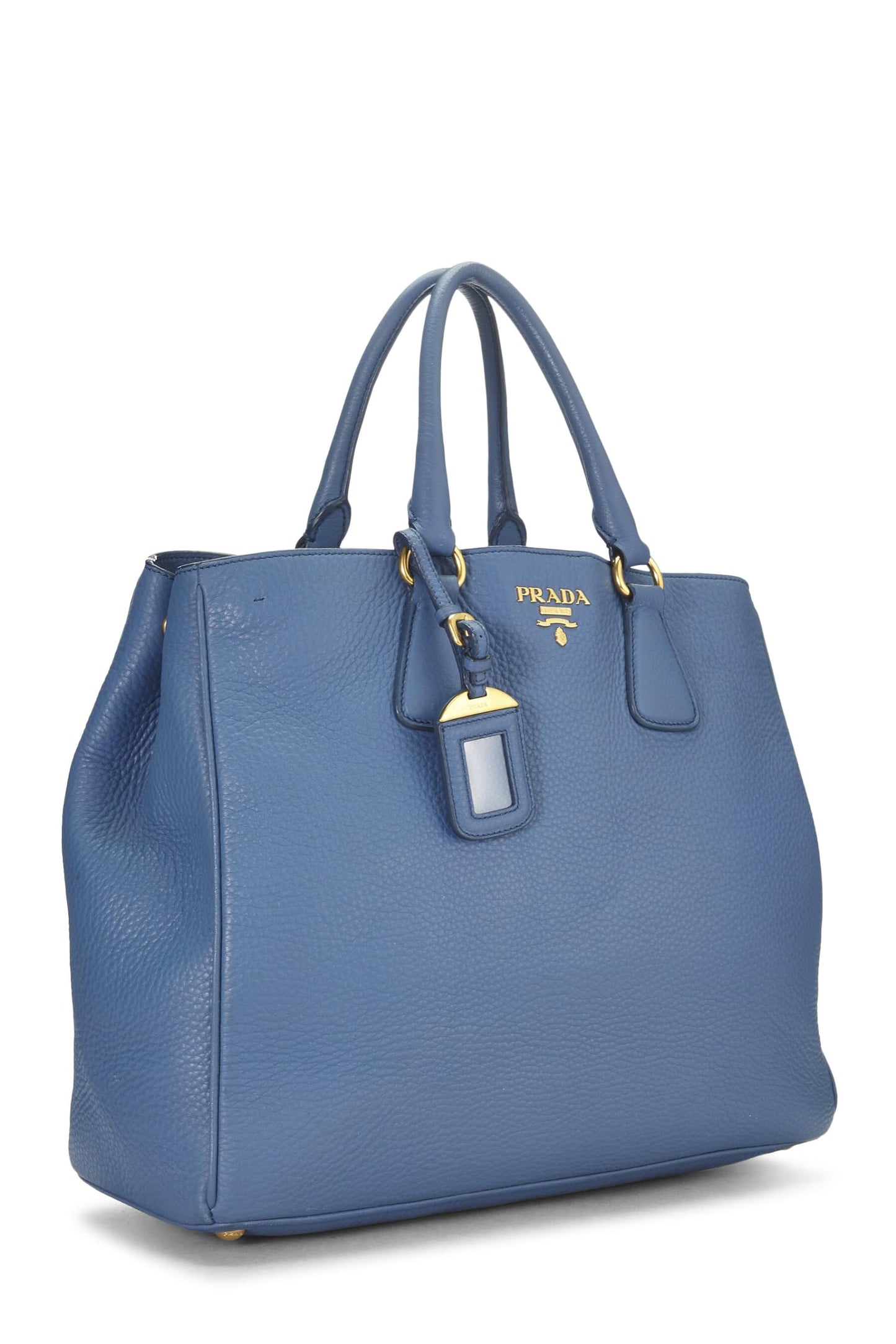 Prada, Bolso tote abierto convertible Vitello Daino azul Pre-Loved, Azul