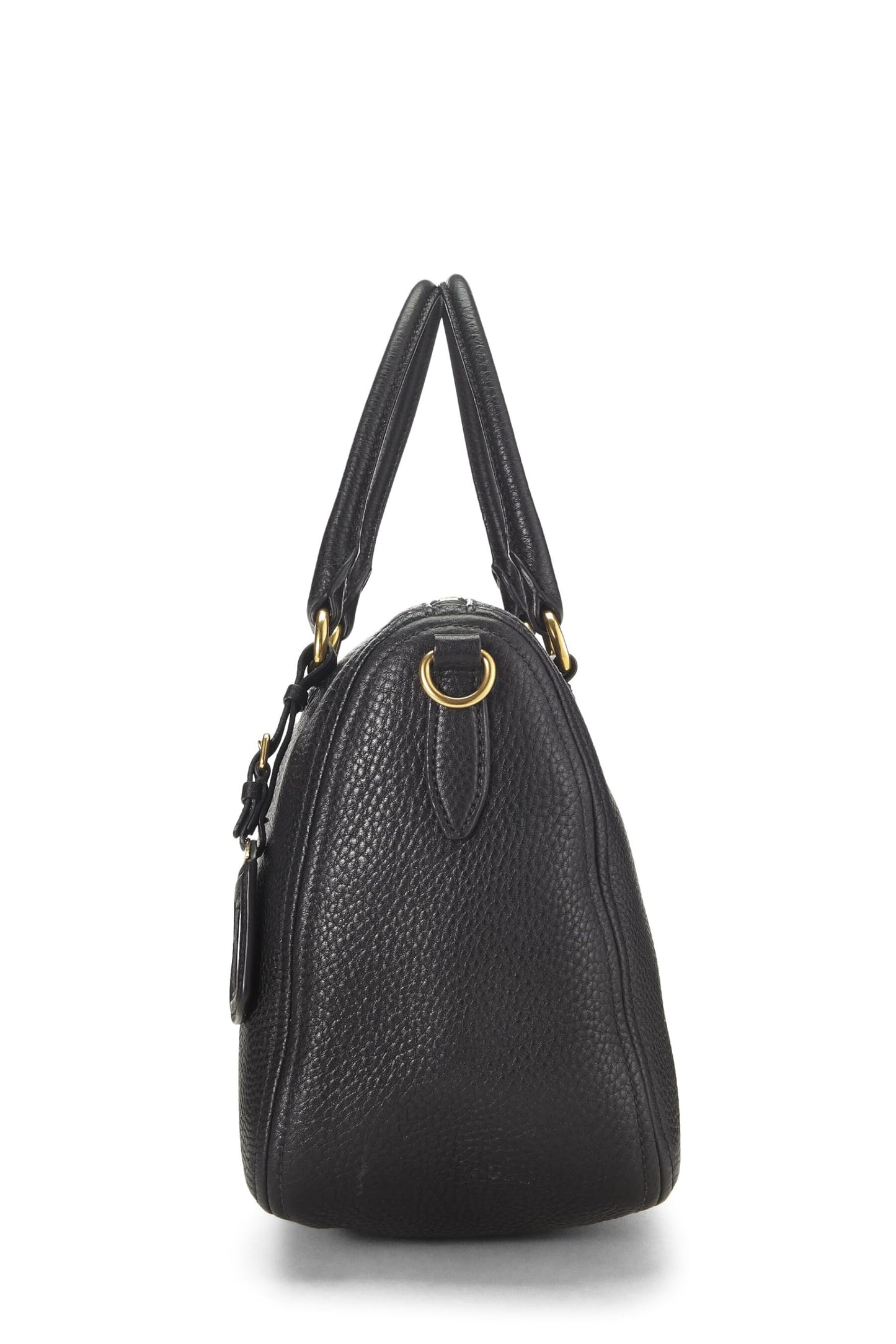 Prada, Pre-Loved Black Vitello Daino Convertible Boston Bag, Black