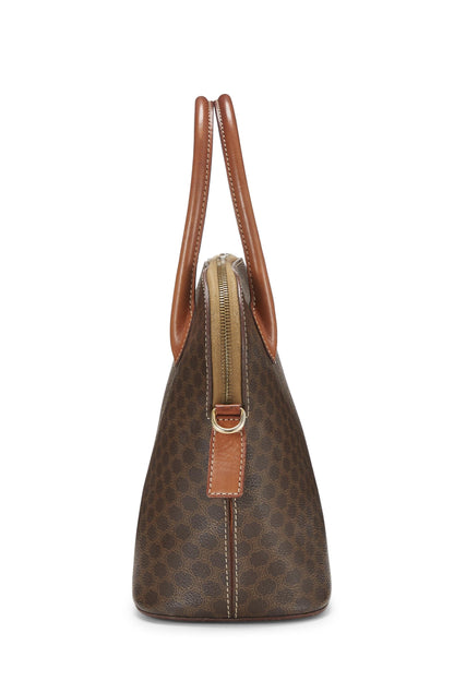 Céline, Pre-Loved Brown Coated Canvas Macadam Handbag, Brown