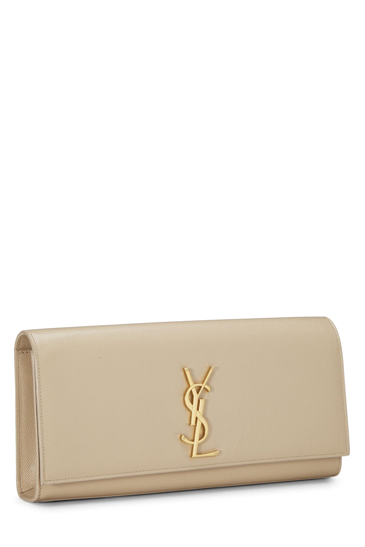 Yves Saint Laurent, Bolso de mano Cassandre de piel de becerro beige Pre-Loved, Beige