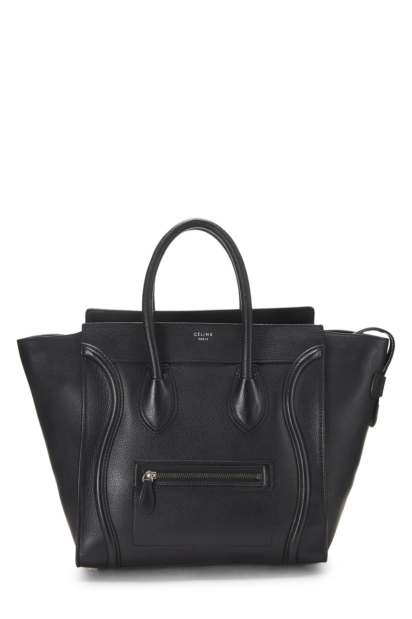 Céline, Pre-Loved Black Drummed Calfskin Luggage Mini, Black