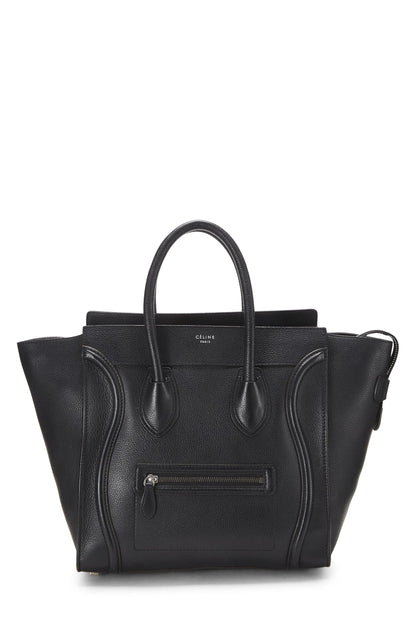 Céline, Pre-Loved Black Drummed Calfskin Luggage Mini, Black