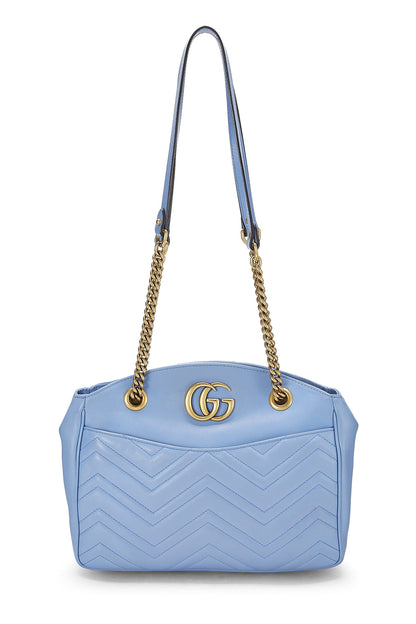 Gucci, sac fourre-tout GG Marmont en cuir bleu d'occasion, bleu