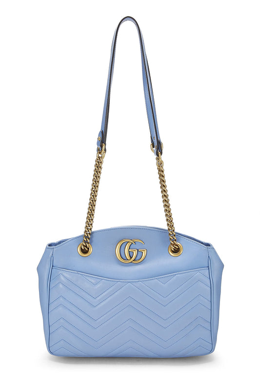 Gucci, sac fourre-tout GG Marmont en cuir bleu d'occasion, bleu