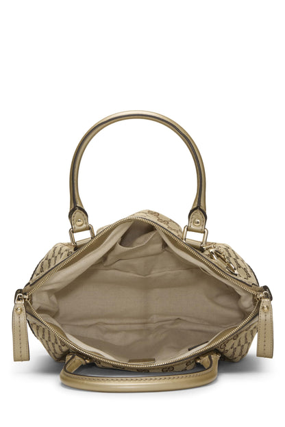 Gucci, Bolso de mano con cremallera Sukey de lona GG original dorado de Pre-Loved, Dorado