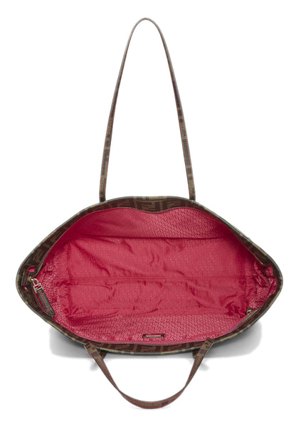 Fendi, sac fourre-tout en toile enduite marron Zucca, petit modèle, rose