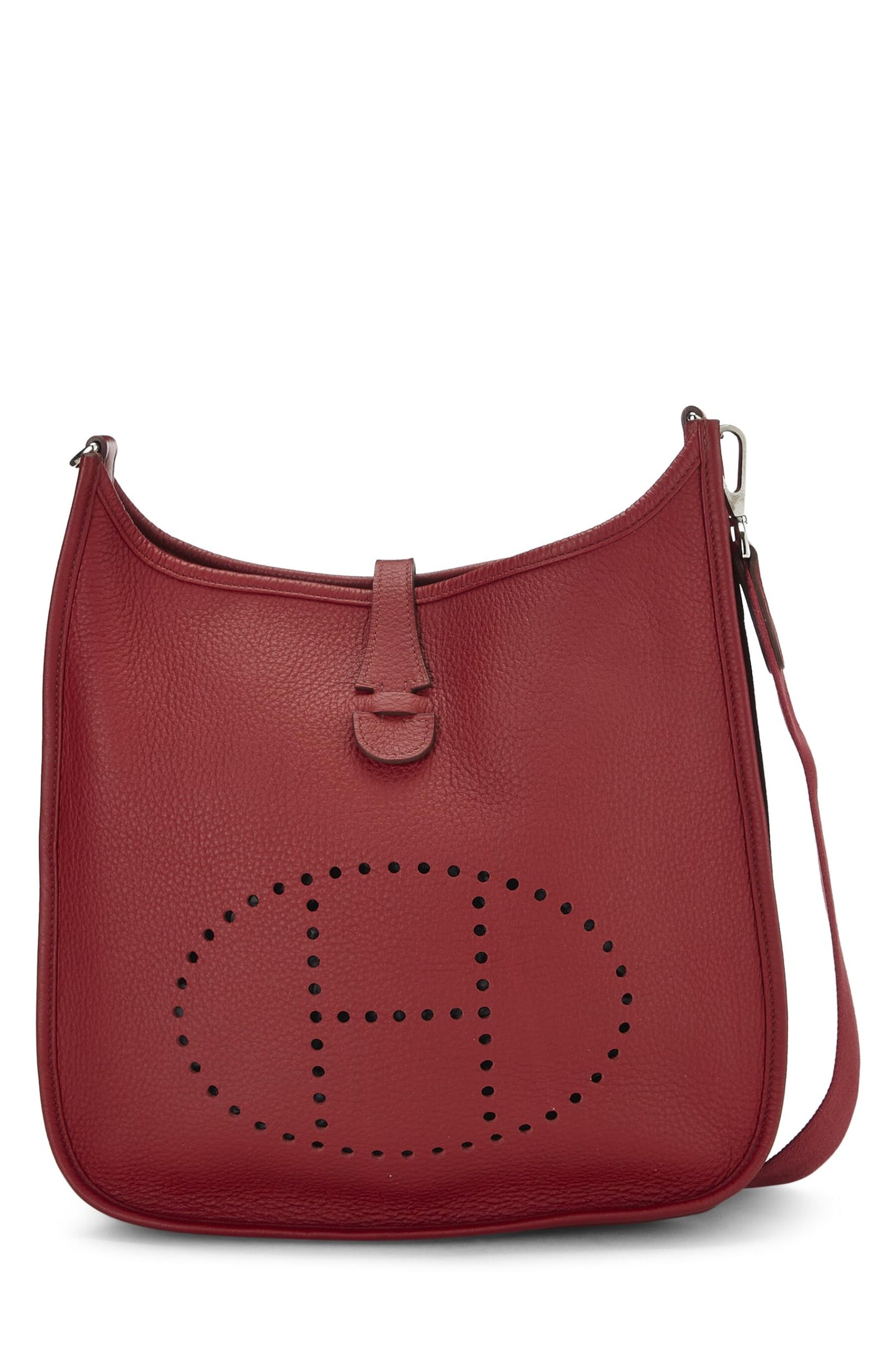 Hermès, Pre-Loved Rouge Grenat Clemence Evelyne III PM, Red