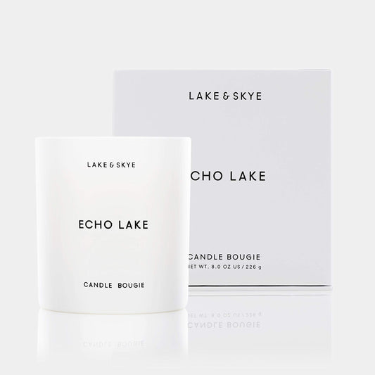 Vela Echo Lake de Lake &amp; Skye, colección de fragancias veganas, 100 % a base de soja, libre de crueldad animal (8 oz), 50 horas de duración, floral y amaderada