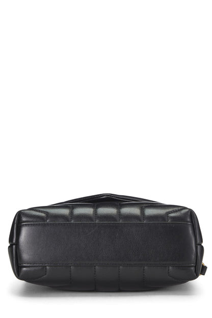 Saint Laurent, Juguete Lou Lou de piel de becerro con chevron negro Pre-Loved, Negro