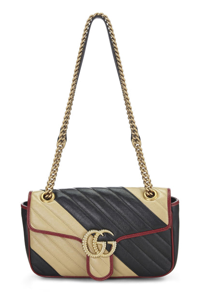 Gucci, sac à bandoulière GG Marmont en cuir multicolore Torchon, petit modèle, d'occasion