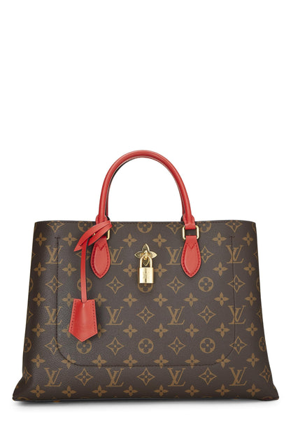 Louis Vuitton, sac fourre-tout en toile monogrammée rouge à fleurs d'occasion, rouge