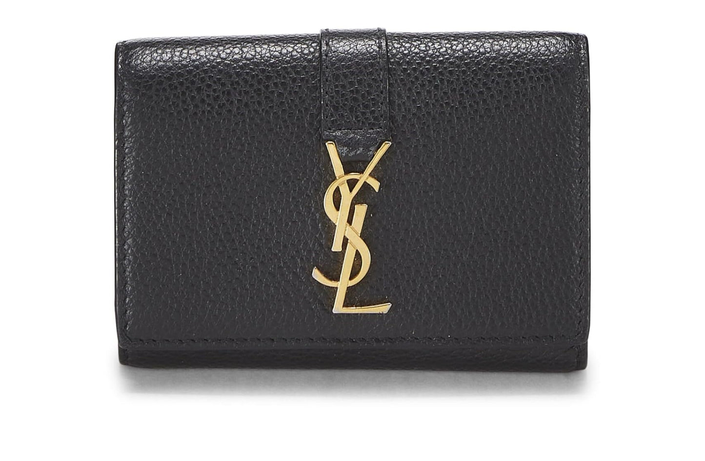 Yves Saint Laurent, Porte-clés en cuir grainé noir d'occasion, noir